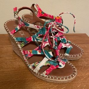 Sugar Multicolor Floral Wedge Sandals